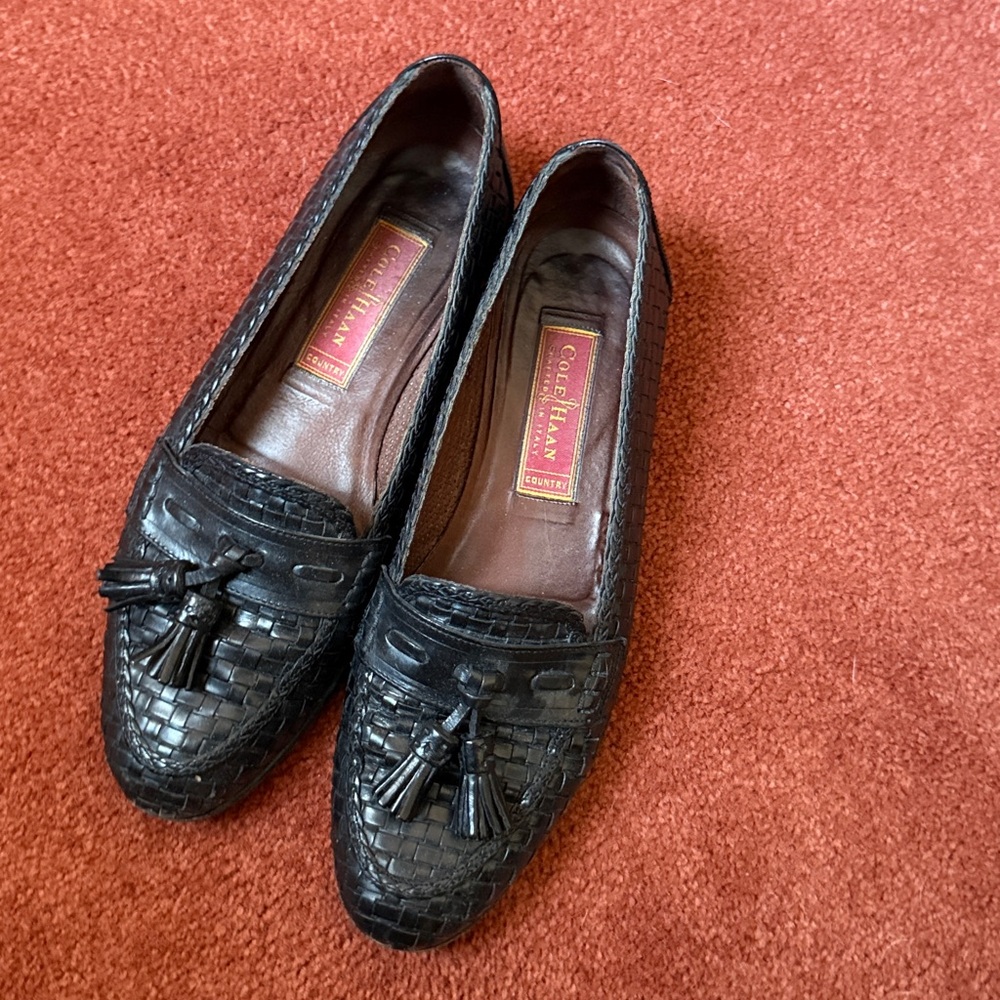 Vintage Cole Haan leather woven loafers with tassel size 7.5 - Picture 2 of 4
